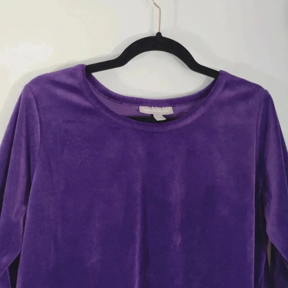 Woman Within Velvet Top Long Sleeve Royal Purple Soft Cozy - Picture 9 of 16